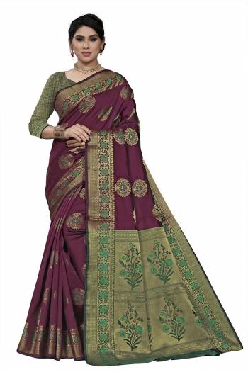 Traditioal Look This Saree Are Fine Saree Paired With Blouse.This Saree And Blouse Are Soft Silk Fabric With Wevon Designer. Buy This Pretty Saree Now.