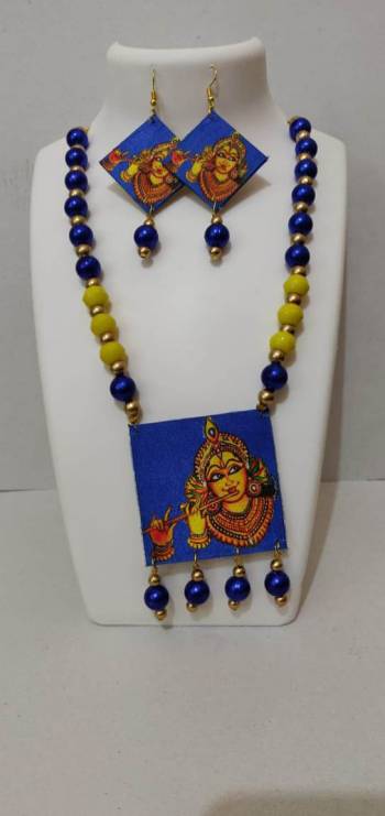 Give An Enhanced Look To Your Navratri Special This Beautiful Necklace Set With Your Ethnic Attire. This Pretty Set Is In Multy Color Beautified With Wooden Digital With Moti Work. Buy Now.