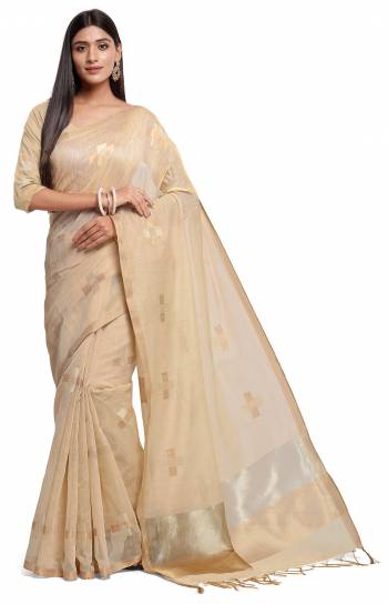 Garb This Partywear Saree Are Fine Saree Paired With Blouse.This Saree And Blouse Are Linen Fabric With Weaving Designer Work Based. Buy This Pretty Saree Now.