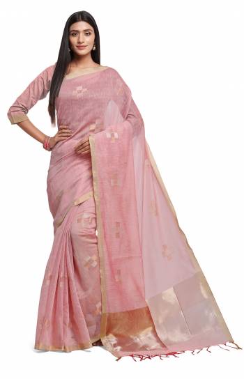 Garb This Partywear Saree Are Fine Saree Paired With Blouse.This Saree And Blouse Are Linen Fabric With Weaving Designer Work Based. Buy This Pretty Saree Now.