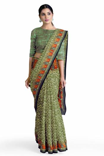 Attrective This Saree Are Fine Saree Paired With Blouse.This Saree And Blouse Are Georgette Based Fabric With Designer Printed. Buy This Pretty Saree Now.