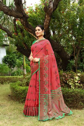 Garb This Partywear Saree Are Fine Saree Paired With Blouse.This Saree And Blouse Are Linen Fabric With Heavy Wevon Designer Embroidery Work. Buy This Pretty Saree Now.