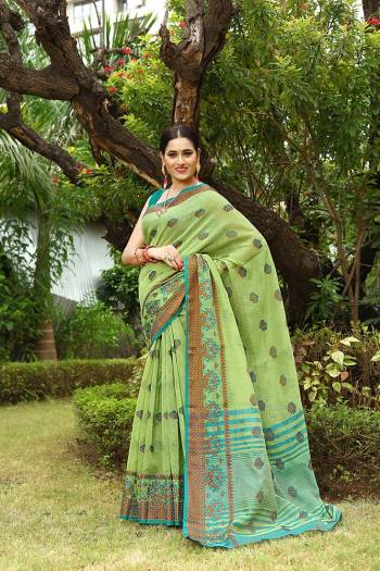 Garb This Partywear Saree Are Fine Saree Paired With Blouse.This Saree And Blouse Are Linen Fabric With Heavy Wevon Designer Embroidery Work. Buy This Pretty Saree Now.