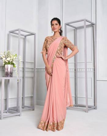 Garb This Partywear One Minute Saree Are Fine Saree Paired With Blouse.This Saree And Blouse Are Lycara Fabric With Heavy Designer Embroidery Work And Readymade Blouse. Buy This Pretty Saree Now.