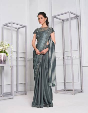 Garb This Partywear One Minute Saree Are Fine Saree Paired With Blouse.This Saree And Blouse Are Silk Georgette Fabric With Heavy Designer Embroidery Work And Readymade Blouse. Buy This Pretty Saree Now.