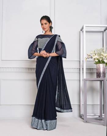 Garb This Partywear One Minute Saree Are Fine Saree Paired With Blouse.This Saree And Blouse Are Lycara Net Fabric With Heavy Designer Embroidery Work And Readymade Blouse. Buy This Pretty Saree Now.