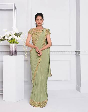 Garb This Partywear One Minute Saree Are Fine Saree Paired With Blouse.This Saree And Blouse Are Lycara Fabric With Heavy Designer Embroidery Work And Readymade Blouse. Buy This Pretty Saree Now.