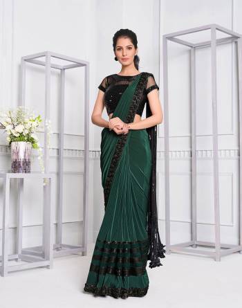 Garb This Partywear One Minute Saree Are Fine Saree Paired With Blouse.This Saree And Blouse Are Lycara Fabric With Heavy Designer Embroidery Work And Readymade Blouse. Buy This Pretty Saree Now.