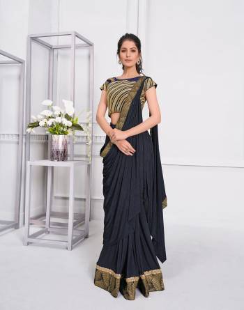 Garb This Partywear One Minute Saree Are Fine Saree Paired With Blouse.This Saree And Blouse Are Lycara Fabric With Heavy Designer Embroidery Work And Readymade Blouse. Buy This Pretty Saree Now.