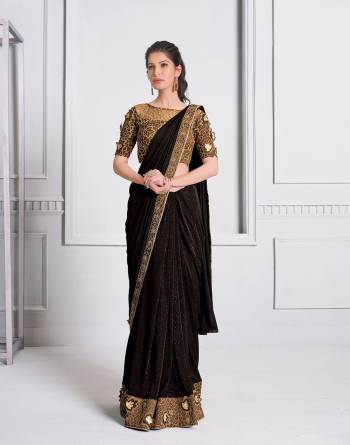 Garb This Partywear One Minute Saree Are Fine Saree Paired With Blouse.This Saree And Blouse Are Fancy Lycara Fabric With Heavy Designer Embroidery Work And Readymade Blouse. Buy This Pretty Saree Now.