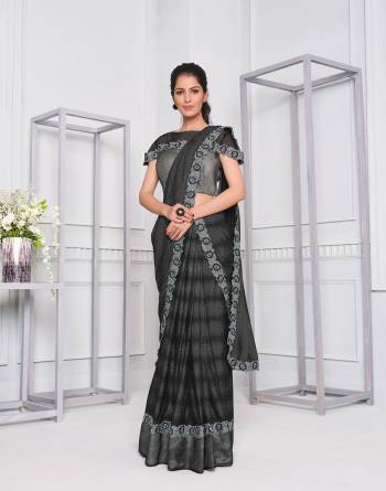 Garb This Partywear One Minute Saree Are Fine Saree Paired With Blouse.This Saree And Blouse Are Fancy Lycara Fabric With Heavy Designer Embroidery Work And Readymade Blouse. Buy This Pretty Saree Now.