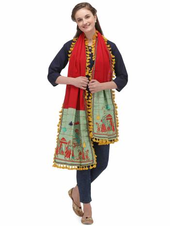 Enhance the Look Of Your Dress With This Pretty Thread Embroidered Cotton Khadi Fabricated Dupatta. You Can Pair This Up Same Or Contrasting Colored Attire. Buy Now.