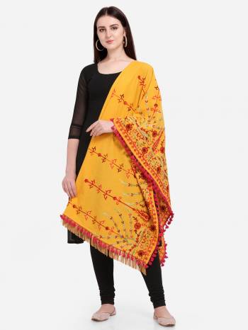 Attrective Enhance the Look Of Your Dress With This Pretty Thread Embroidered Cotton Khadi Fabricated Dupatta. You Can Pair This Up Same Or Contrasting Colored Attire. Buy Now.