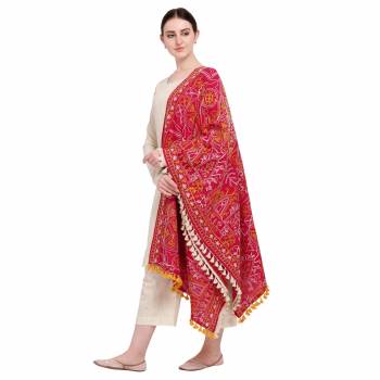 Attrective Enhance the Look Of Your Dress With This Pretty Thread Embroidered Cotton Khadi Fabricated Dupatta. You Can Pair This Up Same Or Contrasting Colored Attire. Buy Now.