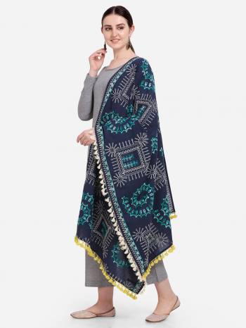 Attrective Enhance the Look Of Your Dress With This Pretty Thread Embroidered Cotton Khadi Fabricated Dupatta. You Can Pair This Up Same Or Contrasting Colored Attire. Buy Now.