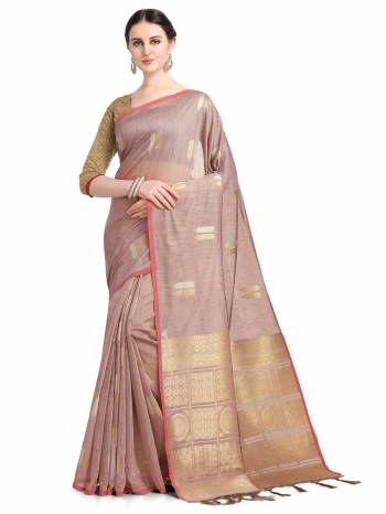 Looking This Fastival Saree Are Fine Saree Paired With Blouse.This Saree And Blouse Are Linen Fabric Based With Heavy Weaving Designer Work. Buy This Pretty Saree Now.