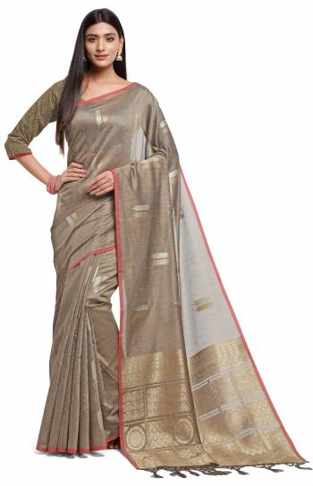 Looking This Fastival Saree Are Fine Saree Paired With Blouse.This Saree And Blouse Are Linen Fabric Based With Heavy Weaving Designer Work. Buy This Pretty Saree Now.