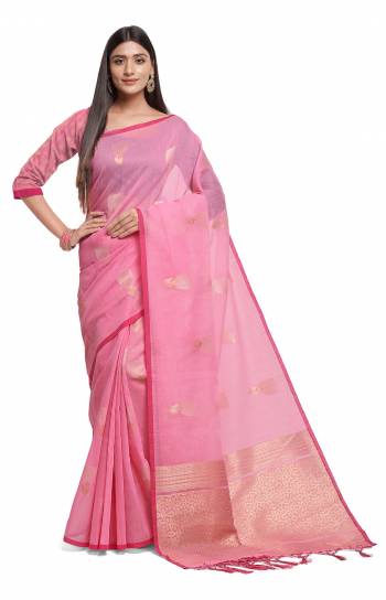 Looking This Fastival Saree Are Fine Saree Paired With Blouse.This Saree And Blouse Are Linen Fabric Based With Heavy Weaving Designer Work. Buy This Pretty Saree Now.