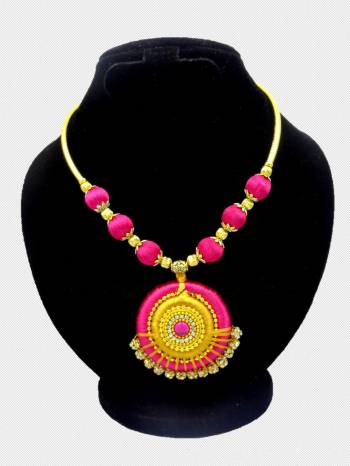 An Enhanced Look To Your Navratri Special This Beautiful Necklace Set With Your Ethnic Attire. This Pretty Set Is In Fancy Color Beautified With Stone Work. Buy Now.