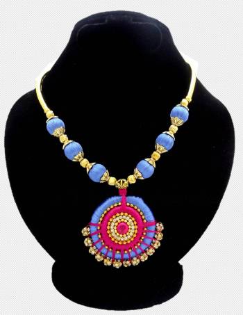 An Enhanced Look To Your Navratri Special This Beautiful Necklace Set With Your Ethnic Attire. This Pretty Set Is In Fancy Color Beautified With Stone Work. Buy Now.