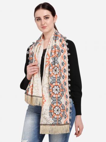 Attrective Enhance the Look Of Your Dress With This Pretty Heavy Thread Embroidered Cotton Khadi Fabricated Mufflers. You Can Pair This Up Same Or Contrasting Colored Attire. Buy Now.