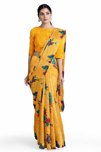 Garb This Saree Are Fine Saree Paired With Blouse.This Saree And Blouse Are Georgette Based Fabric With Designer Printed. Buy This Pretty Saree Now.