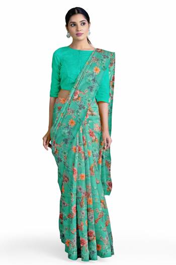 Garb This Saree Are Fine Saree Paired With Blouse.This Saree And Blouse Are Georgette Based Fabric With Designer Printed. Buy This Pretty Saree Now.