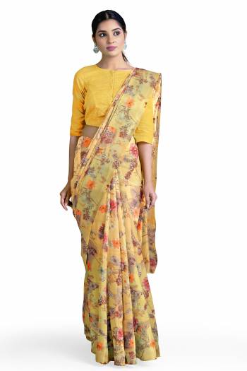 Garb This Saree Are Fine Saree Paired With Blouse.This Saree And Blouse Are Georgette Based Fabric With Designer Printed. Buy This Pretty Saree Now.