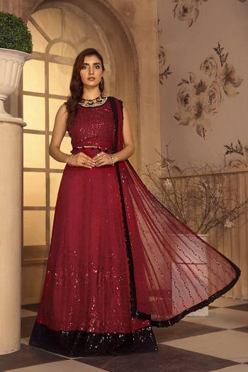 Attrective This Designer Long Length Suits In Lovely Color.?Its Pretty Designer Sequance Embroidery Work Top Are Faux Georgette And Bottom Is Santoon Based Paired With Naznin Fabricated Dupatta Which Gives An Attractive To The Dress.