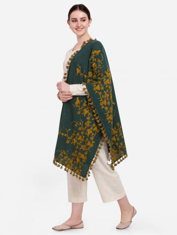 Attrective Enhance the Look Of Your Dress With This Pretty Heavy Thread Embroidered Cotton Khadi Fabricated Stoles. You Can Pair This Up Same Or Contrasting Colored Attire. Buy Now.