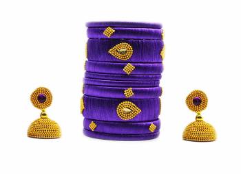 Give An Enhanced Look To Your Personality By Pairing Up This Beautiful Bengle With Earring Set With Your Ethnic Attire. This Pretty Set Is In Fine Color Beautified With Stone Work. Buy Now.