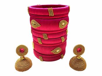 Give An Enhanced Look To Your Personality By Pairing Up This Beautiful Bengle With Earring Set With Your Ethnic Attire. This Pretty Set Is In Fine Color Beautified With Stone Work. Buy Now.