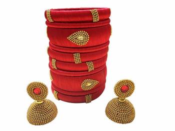 Give An Enhanced Look To Your Personality By Pairing Up This Beautiful Bengle With Earring Set With Your Ethnic Attire. This Pretty Set Is In Fine Color Beautified With Stone Work. Buy Now.