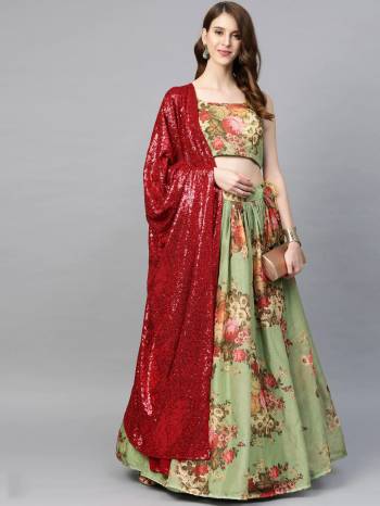 Attrective Wedding Partywear Heavy Designer Lehenga Choli And Dupatta In Fine Color Fabricated On Blouse Organza And Lahenga Are Organza With Georgette Dupatta Beautified Fabric With Designer Printed And Sequance Embroidery Work. 