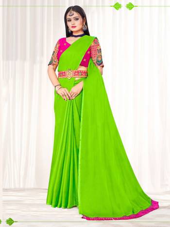  Attrective Look This Fastival Saree Are Fine Saree Paired With Blouse.This Saree Are Moss Chiffon And Blouse Are Art Silk Based Fabric With Designer Embroidery Work With Heavy Belt Work . Buy This Pretty Saree Now.