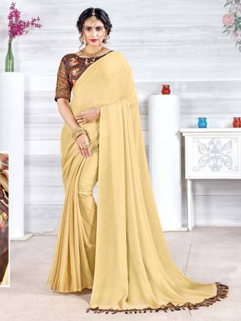 Attrective This Partywear Saree Are Fine Saree Paired With Contrasted Blouse.This Saree Are Chinon Chiffon And Blouse Are Art Silk Based Fabric With Embroidery And Stone Work. Buy This Pretty Saree Now.