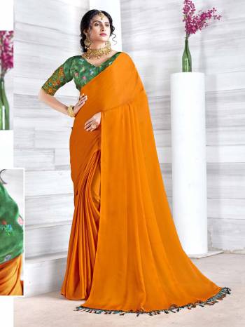 Attrective This Partywear Saree Are Fine Saree Paired With Contrasted Blouse.This Saree Are Chinon Chiffon And Blouse Are Art Silk Based Fabric With Embroidery And Stone Work. Buy This Pretty Saree Now.