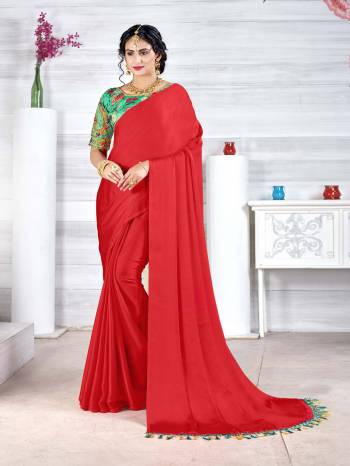 Attrective This Partywear Saree Are Fine Saree Paired With Contrasted Blouse.This Saree Are Chinon Chiffon And Blouse Are Art Silk Based Fabric With Embroidery And Stone Work. Buy This Pretty Saree Now.