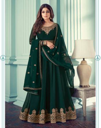 Attrective This Designer Long Length Suits In Lovely Color.?Its Pretty Designer Jari Embroidery Work Top Is Georgette Based Paired Bottom Dull Santoon With Batterfly Georgette Fabricated Dupatta Which Gives An Attractive To The Dress.