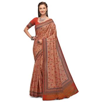 Attrective Look This Traditional Saree Are Fine Saree Paired With Contrasted Blouse.This Saree And Blouse Are Silk Fabric With Heavy Designer Digital Printed With Wevon Jari. Buy This Pretty Saree Now.