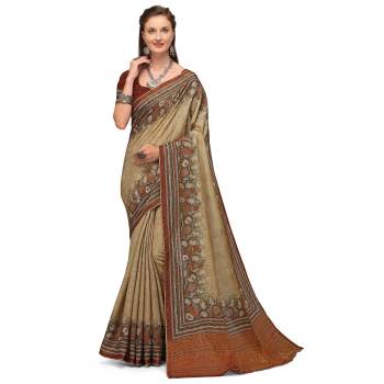 Attrective Look This Traditional Saree Are Fine Saree Paired With Contrasted Blouse.This Saree And Blouse Are Silk Fabric With Heavy Designer Digital Printed With Wevon Jari. Buy This Pretty Saree Now.