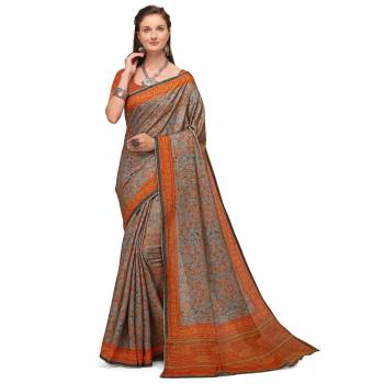 Attrective Look This Traditional Saree Are Fine Saree Paired With Contrasted Blouse.This Saree And Blouse Are Silk Fabric With Heavy Designer Digital Printed With Wevon Jari. Buy This Pretty Saree Now.