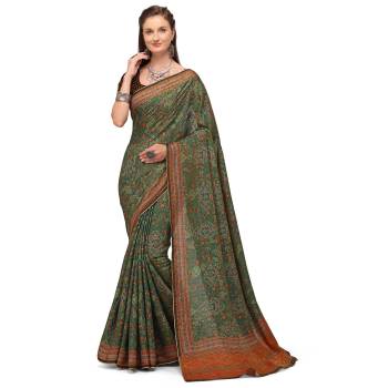 Attrective Look This Traditional Saree Are Fine Saree Paired With Contrasted Blouse.This Saree And Blouse Are Silk Fabric With Heavy Designer Digital Printed With Wevon Jari. Buy This Pretty Saree Now.