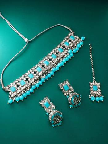 Give An Enhanced Look To Your Personality By Pairing Up This Beautiful Necklace Set With Your Ethnic Attire. This Pretty Set Is In Multy Color Beautified With Kundan Work. Buy Now.