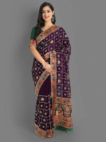 Attrective This Partywear Saree Are Fine Saree Paired With Contrased Blouse.This Saree Are Rangoli Silk And Blouse Are Fentam Silk Based Fabric With Heavy Designer Thread Embroidery,Diamond Work. Buy This Pretty Saree Now.