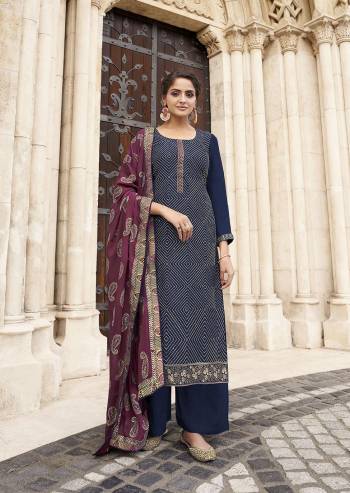 Attrective This Designer Long Length Suits In Lovely Color.Its Pretty Designer Jari,Sequance Embroidery Work Top Is Chinon Based Paired Bottom Dull Santoon With Chinon Fabricated Dupatta Which Gives An Attractive To The Dress.