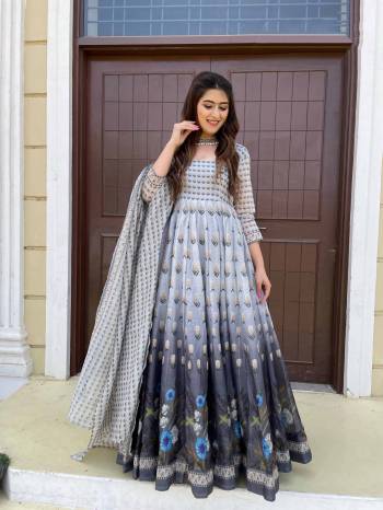 Flaunt Your Rich And Elegant Taste Wearing This Designer Readymade Long Gown In Fine Color. This  Pretty Gown Is Fabricated On Chanderi And Dupatta Are Chandei Beautified With Digital Printed. Its Fabric Is Soft Towards Skin And Easy To Carry All Day Long. 