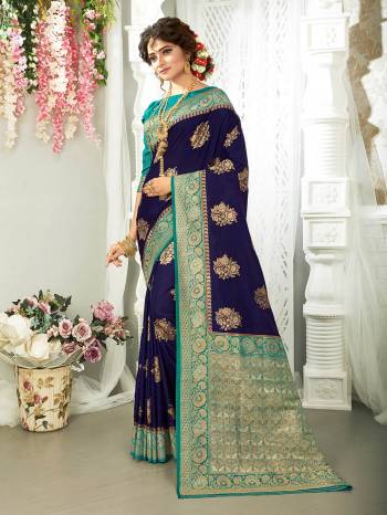 Looking This Stylist Partywear Saree Are Fine Saree Paired With Blouse.This Saree And Blouse Are Fancy Silk Fabric With Heavy Designer Wevon Work. Buy This Pretty Saree Now.