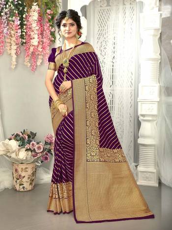 Looking This Stylist Partywear Saree Are Fine Saree Paired With Blouse.This Saree And Blouse Are Fancy Silk Fabric With Heavy Designer Wevon Work. Buy This Pretty Saree Now.