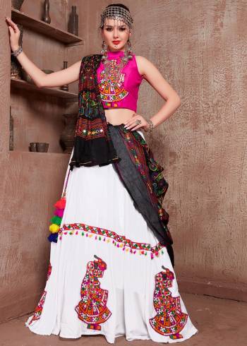 Garb This Traditinal Navratra Special Designer Lehenga Choli And Dupatta In Fine Color. Blouse Are Fabricated On Art Silk And Lahenga Are Cotton Beautified With Dupatta Are Soft Cotton Fabric With Attractive Embroidery Work. 